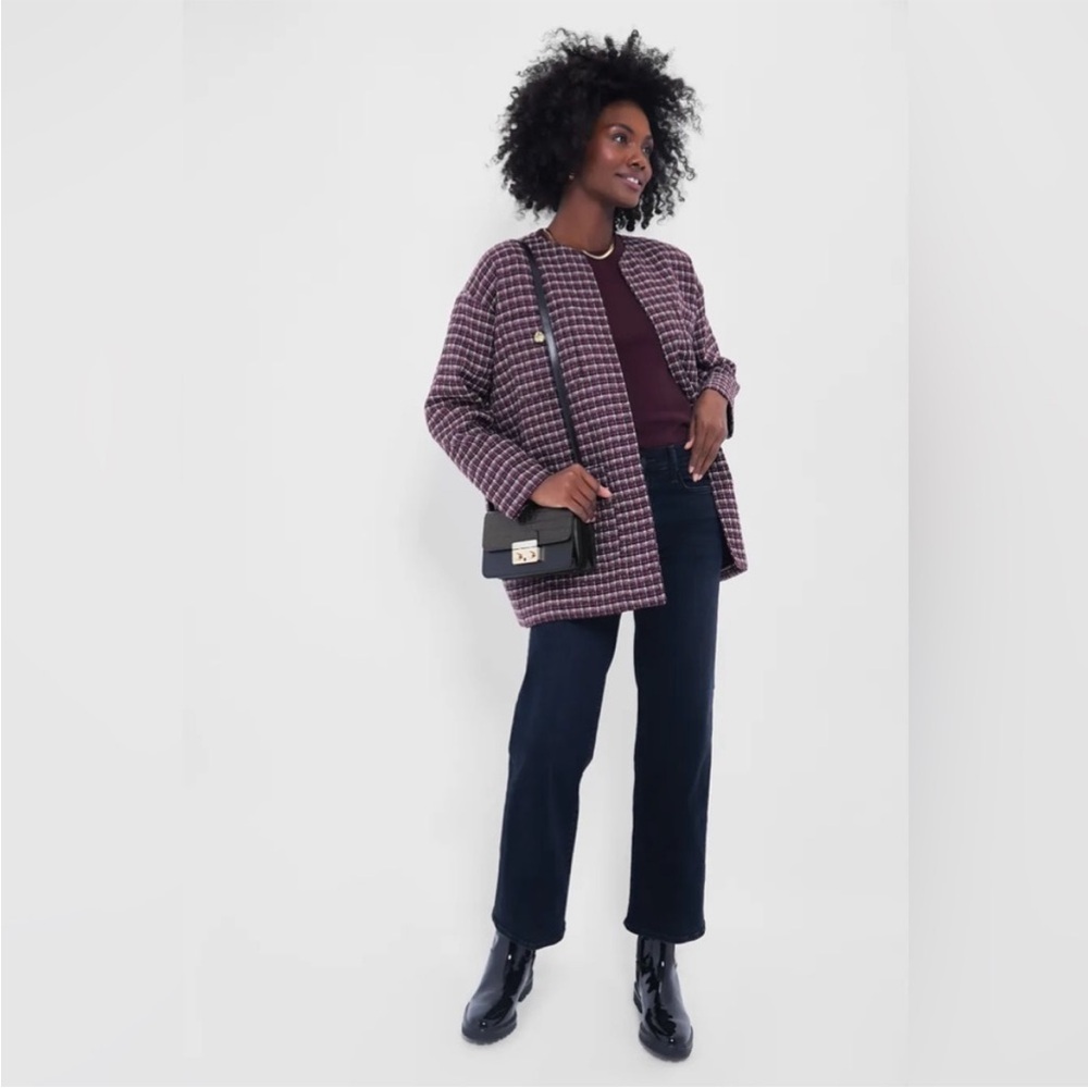 NWT Pomander Place Gigi plum multi jacket blazer tweed size M